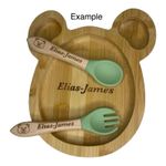 Personalised Bear Bamboo Children's 3 Piece Weaning Set Christmas Birthday Gift
