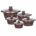 5pc Non Stick Die Cast Cookware Set Pots & Pans with Glass Lids Induction Ready