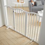 Folding Pet Gate Dog Fence Child Safety Durable Free Standing Wooden Stair Gates