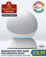 Mission Portable Battery Dock Base for Amazon Echo White, MC50W Free Postage