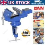80MM Heavy Duty Clamp-On Vise 360° Swivel Base Portable Table Bench Vice Clamp