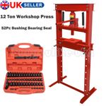 12 Ton H-Frame Workshop Garage Hydraulic Shop Press & 52 Pcs Bearing Bush Driver