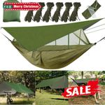 2 Person Camping Hammock With Mosquito Net And Tent Tarp Outdoor Waterproof  Mat