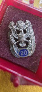 Vintage Sterling Silver United States Army 20 Years Service Pin Small Brooch