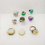 9 Vintage & Antique Mixed Lot Rings Multicolor Metal Stone Collection Jewelry