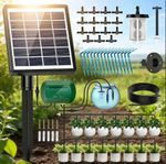 50FT Solar Automatic Drip Irrigation System Kit + Plant Watering Timer Set Lawn