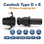 PP Camlock Type D & E Hose Coupling Set Cam & Groove Adapter Various Sizes