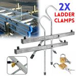 Heavy Duty Ladder Roof Rack Clamp Clamps 2 Locks Lockable Safe Ladders Universal