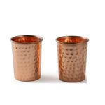 Set Of 2 100% Copper Drinking Glass Cup Tumbler Mug 300 ml Ayurveda Health yoga.