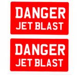 Danger Jet Blast warning sticker Decal (x2) 100x75mm waterproof durable