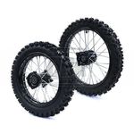 Pit Bike Wheels & Tyres Set 14" Front 12" Rear 15mm Alxe Black Pair SDG Back Rim