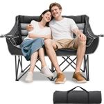 NAIZEA Portable Folding Double Duo Camping Chair Loveseat w/ 2 Wine Glass Holder