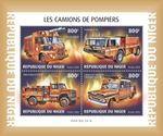 2018 Niger FIRE ENGINES & TRUCKS Firefighting Vehicles Stamp Sheet #44