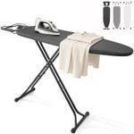 Heavy Duty Foldable Ironing Board Adjustable Height Non Slip Legs Washable Cover