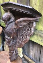 Antique wall bracket Burmese carved wood bird snake Garuda & Naga clock shelf