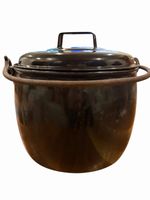 Antique Black Cooking Pot Vintage Old Collectible Enamel Ware Kitchenware 7+ Lbs