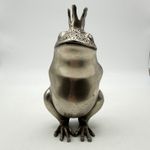 Vintage Anthropomorphic Enchanted Frog Prince Figurine Silvertone Brass 7”