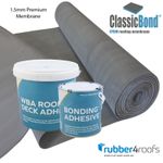 Rubber Roofing Kit EPDM 1.5mm for Flat Roofs, Top Quality Membrane & Adhesives