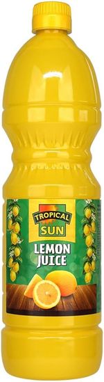 Tropical Sun 100% Pure Lemon Juice 1L Bottle for Cooking, Baking, Drinks &