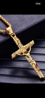 Gold Crucifix with Beautiful  Matching Gold Chain