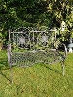 Fancy Ornate Antique Iron Metal Garden Bench French Style Indoor Outdoor Seat