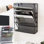 5 Tier Wall Organiser Holder Hanging Wall Mesh Tray File Office Mail Paper Rack