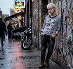 House of the Gods Debbie Harry Blondie Striped Embellished Sweatshirt Small NWT