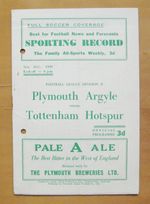 PLYMOUTH ARGYLE v TOTTENHAM HOTSPUR 1949/1950 Good Condition Football Programme