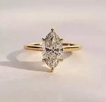 14K Yellow Gold FN 3Ct Marquise Cut Lab Created Diamond Wedding Solitaire Ring