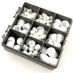 145 ASSORTED PIECE WHITE PLASTIC NUT & BOLT COVERS M4 M5 M6 M8 M10 M12 KIT
