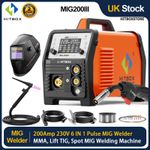 HITBOX 200A SYN MIG Welder IGBT 2T/4T MIG/TIG/MMA/Spot with Gas Control Home DIY