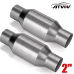 2x 2" Inch Universal Sport Cat Catalytic Converter High Flow 400 Cells Stainless