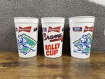 ATLANTA BRAVES, VINTAGE 1990’s Budweiser Beer Baseball Rally Plastic Cups x 3