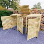 Triple Wheelie Bin Store - FSC® Certified Wood, Free Handles for Lids and Doors