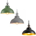 Metal Ceiling Lampshade Easy Fit Modern Industrial Light Shade Black Grey Sage