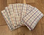 Set Of 8 Vintage Gingham Stripes Checked Napkins Linen?