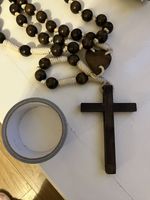 Huge Hand Carved Wooden Rosary Beads with crucifix