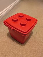 Vintage LEGO 1987 Red Storage Tub Bucket with Lid and Carry Handle Container
