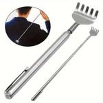 silvery Telescopic Back Scratcher, Portable Extendable Stainless Steel Scratcher