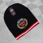 Isle of Man Road Races Black/Red/White Knitted Beanie Hat (20IOM-BH)
