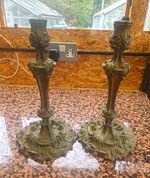Pair of Ornate Brass Candlesticks Candle Holders Candelabra