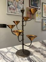 Vintage 1960s Scandinavian Spiral Copper and Steel Candleholder