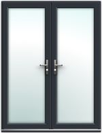 Grey on White UPVC French Door 1790mm x 2090mm In Stock 7 Day Delivery