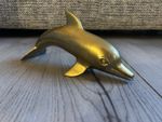 Vintage Brass Bottle Nose Dolphin Paperweight Desk Ornament