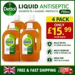 Dettol Liquid Antiseptic Disinfectant - 4*750ml / UK SELLER / FAST DISPATCH