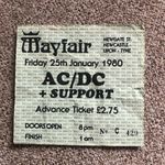 AC/DC ticket Newcastle Mayfair 25/01/80 Highway  #429 Bon Scott Penultimate Gig