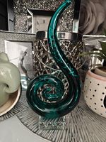 Chinese Murano Style Turquoise & Clear Glass Abstract Sculpture
