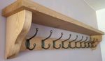 COAT RACK+SHELF Floating Rustic Handmade 10 Double Hooks