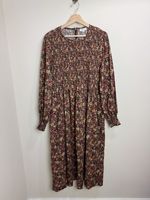 Liberty London Cotton Poplin Midi Dress Size XXL Floral Shirred Bust Pockets