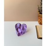Fire & Light Purple Clear Glass Heart Paperweight | Signed California Art Glass